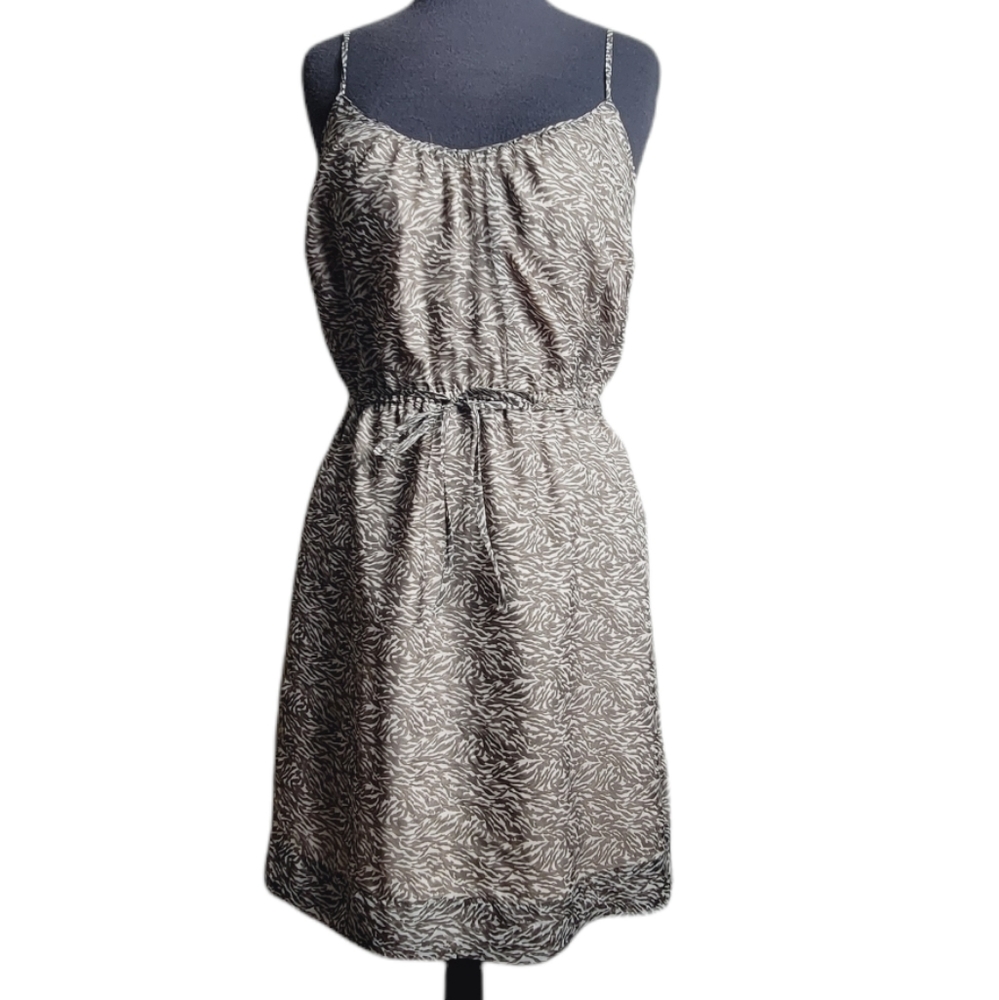 Wendy Katlen silk spaghetti strap mini dress scoop neck abstract print size 6